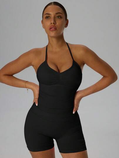 Yefecy Nueva Camiseta de Impacto Deportivo para Yoga para Mujer, Top de Yoga para Gimnasio, Ropa de Entrenamiento con Espalda Descubierta y Sujetador Incorporado con Copas, Color Negro