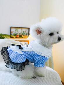 宠物连衣裙一件装，狗狗/猫咪服装，透气轻盈的童话公主裙，春夏新品 - 藍色 - 查看 4
