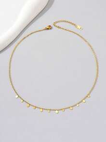 Gold Plated Stainless Steel Teardrop Shape Choker Necklace, Perfect For Daily Wear, Festival Gift, Sister Gift - 黃金 - 查看 5