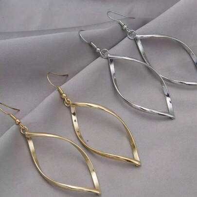2 Pairs European And American Twisted Diamond Shaped Earrings, Women's Accessories, Earrings For Ladies, Holiday Party, Best Gift