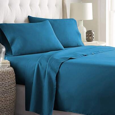 NANWEI Juego de Sábanas de 4 Piezas, Sábanas Matrimonial de Microfibra de Hotel Doble Cepillado, Sábanas de Suaves Hipoalergénicas (Gris Oscuro, Matrimonial)