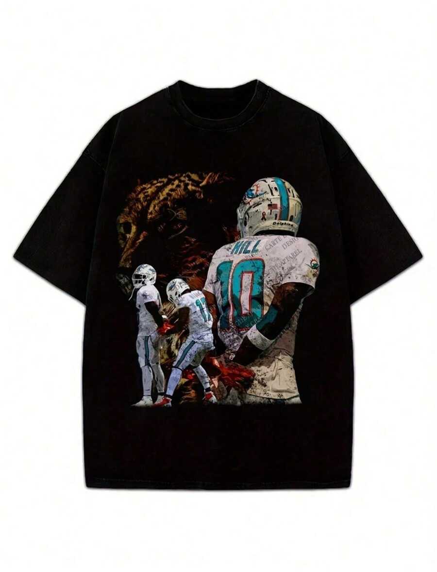 Tyreek Hill Football Celebration Tee Mens Loose Fit Sports Graphic Shirt - màu đen - Xem 1