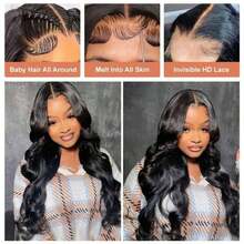 34 Inch 200% Density Body Wave 5*5 13*4 HD Transparent Lace Frontal Wigs Glueless - Natural Black Color Pre Plucked Pre Bleached Body Wave Lace Front Wigs With Baby Hair - Brazilian Virgin Pre Cutting Pre Pulling Pre Ironing No Glue Needed No Skills Loose Wave Lace Closure Wigs Frontal Glueless - Human Frontal Hair Wigs Glueless Weaves Wigs For Women Daily Use Blended Hair - Natural & Black - View 9