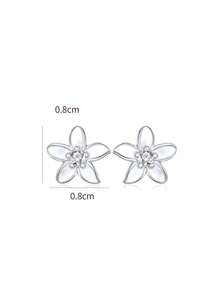 1 Pair S925 Sterling Silver Delicate Floral Stud Earrings, Elegant Aesthetic, Suitable For Daily, Party, Date, Beach Wear, Ideal Gift - Flowers - View 6