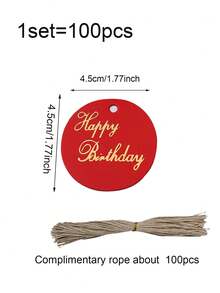 1set(100pcs)-Birthday Circular Paper Cards, Birthday Party Gift Hanging Cards, Cake Gift Cards, Gift Packaging Card Labels And Hemp Rope, Birthday Supplies, Special Decorations, Hanging Decorations For Gift Boxes - Multicolor - View 12