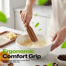 AIUHI 1 pieza Cuchara larga de madera, espátula de cocina de madera, utensilio de cocina para chef de hogar - Marrón - Ver 3