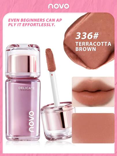NOVO 哑光唇釉，持久锁色，不粘腻，柔滑唇膏质地，提亮肤色，彩妆品牌，面部彩绘，女性化妆品，适合秋冬季节，Y2K时尚，生日/情人节礼物，派对，最佳颜色