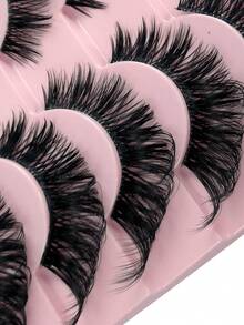 10 Pairs Of Cat Eye False Eyelashes Invisible Band Thick Fluffy Soft And Interwoven Natural Wearing Effect Make Your Eyes Bright And Reusable Suitable For All Eye Shapes - Black - View 5