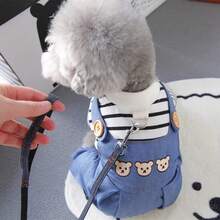 Pet Clothes, Suitable For Spring, Autumn And All Seasons, Cat And Dog Clothes With Leash - Blue - View 4