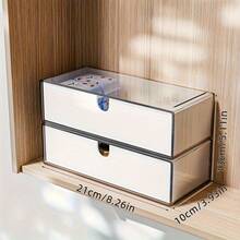 1pc Drawer-Style Cosmetic Storage Box, Stackable Cosmetic Storage Box, Bathroom Mirror Cabinet And Drawer Organizer Container, Home Storage And Home Organization, Bedroom, Vanity - 1pc - View 10