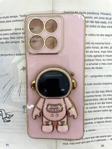 Capa de celular compatível com Redmi 15C 4G e Poco C85 Astronauta - Rosa Bebê - Visão 5