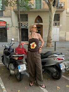 Vivid Style Women's Fashion Versatile Knit Tank Top, Suitable For Spring/Summer Parties, Birthdays, Sexy Chic, Slimming Fit, Printed, Casual Vacation, Beach Travel, Outings, Dates - Brown - View 4