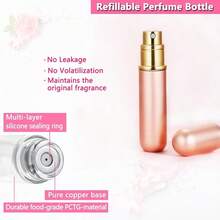 Travel Perfume Bottle Refillable Atomizer, 5ML Perfume Atomiser, Leakproof Portable Perfume Sprayer (Rose Gold) - 玫瑰金色 - 查看 3