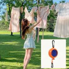 1 pieza Cuerda de tender ropa antideslizante y reforzada, cuerda de secado al aire libre a prueba de viento sin necesidad de perforar, adecuada para azoteas, longitud ajustable y retráctil, resistente y de alta capacidad de carga, apta para secar ropa en casa, viajes al aire libre, tendederos en azoteas, viviendas de alquiler, viajes, campamentos - Multicolor - Ver 9