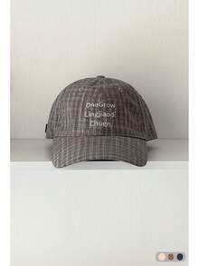 Plaid Letter Embroidered Soft Top Baseball Cap, Unisex Versatile Sun Protection Casual Peaked Cap, Spring/Summer - One Bubble Check - View 10