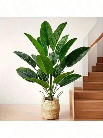 天堂鸟仿真植物假树假香蕉叶植物，热带棕榈树盆栽，家居室内现代装饰，自然装饰，大型逼真叶片