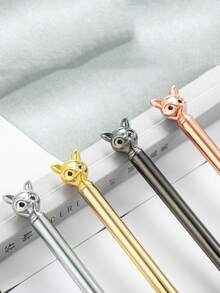 1 chiếc bút bi kim loại thiết kế đầu cáo dễ thương có thể tùy chỉnh, quà tặng văn phòng phẩm sáng tạo mang phong cách nữ tính, viết trơn tru, phù hợp cho học sinh, viết nhật ký và sử dụng văn phòng. - Nhiều màu - Xem 8