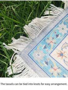 单件圆形编织流苏地毯，华丽的波西米亚曼陀罗圆形流苏地毯，柔软地毯，适用于餐厅、客厅、卧室，装饰地毯，卧室装饰，小地毯，地毯，家居装饰，客厅地毯，小型客厅地毯，卧室地毯，客厅家居装饰，户外地毯，可水洗地毯 - 彩色 - 查看 9