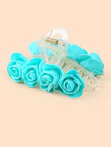 1 Piece Floral Rose Hair Claw Clips - Elegant Satin Flower Hair Clamps For Girls, Cute Decorative Hair Accessories For Wedding, Party, Daily Wear And Beach - 抓夾 - 查看 14