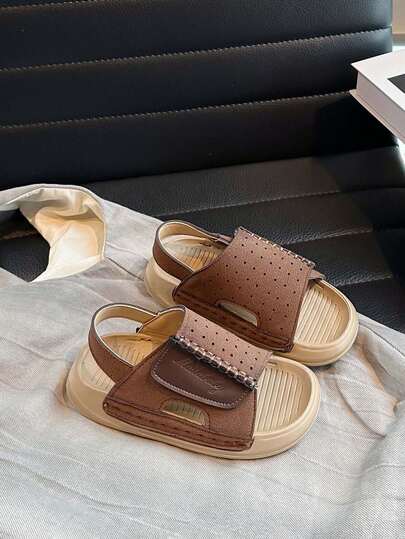 1双简约透气魔术贴儿童凉鞋，软底防滑婴儿凉鞋