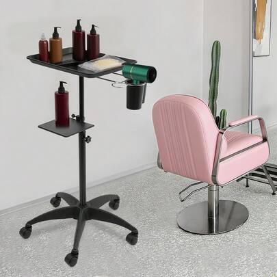 Carrello portaoggetti per parrucchiere, carrello portaoggetti per strumenti di bellezza, carrello portaoggetti regolabile in altezza
