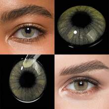 Lalens Hid Aurora 自然美瞳，极光琥珀色，适合日常妆容，直径 14.2mm，年抛型，适合深棕色眼睛，万圣节角色扮演 - 琥珀色 - 查看 4