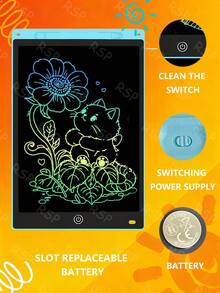 12-Inch LCD Writing Tablet | Reusable, No Blue Light, One-Click Erase Drawing Board, Ideal For Board Games, Perfect As School And Party Gift - Multicolor - View 5