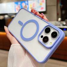 QY-QY-Transparent Magnetic Phone Case, Compatible With IPhone 17 Pro Max, 16, 15, 14, 13, 12, 11 Pro Plus Max, Mini 7, 8, SE, 16e, 7P, X, XR, Xs Max, Shock-Proof Protective Cover, Compatible With Samsung S25 Ultra, S24 Ultra, S23 FE, S22+ -8192 - 遠峰藍 - 查看 8