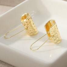 Vintage Handmade Hammered Copper Mini Hoop Earrings - Yellow - View 8