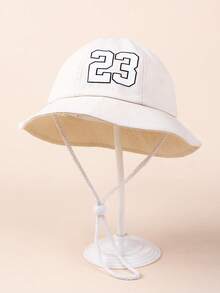 1顶幼儿/儿童字母印花宽檐遮阳帽，夏季沙滩帽，防风帽，男女童均适用 - 1PC - 查看 6