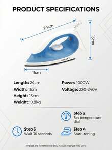 SOKANY-898A Household Handheld Iron, Mini Portable Student Travel Iron With Ceramic Soleplate Design, Suitable For Various Garments, Constant Temperature Iron, Non-Damaging To Clothes, Adjustable Temperature Control - EU E Type Plug(220-240V) - View 4