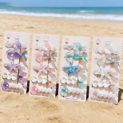 Starfish, Alligator Hair Clip, Shell Hair Clip, New Bangs Clip, Hairpin For Nape Of Neck, Pearl Hair Clip