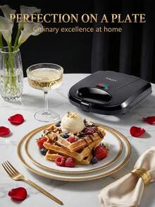 SOKANY-113 华夫饼机早餐机，紧凑型家用小型烤面包机，双面加热 - 美規A型插(110-127V) - 查看 4