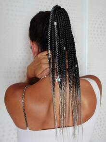 15个波西米亚风编织马尾发圈，20英寸长维京辫子接发，配有发圈，轻盈自然的合成发片，适合节日、化装舞会等场合 - 彩色 - 查看 13