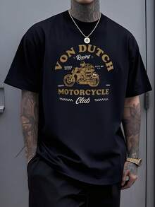 Motociclista acelerando hacia la libertad sobre una potente máquina en Venecia que simboliza la pasión por la velocidad y el espíritu rebelde del club vintage camiseta de hombre cómoda moderna y perfecta para los amantes del motor - Negro - Ver 8