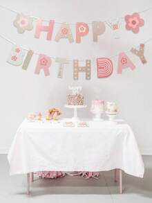 1set Foral Theme Happy Birthday Banner,Flower Birthday Party Decor Pull Flag,Birthday Party Backdrop Decor Banner,Flower Birthday Hanging Ornaments,Home Decor,Birthday Wall Decor,Foral Birthday Decor,Birthday Party Supplies,Birthday Gift - Flowers - View 9