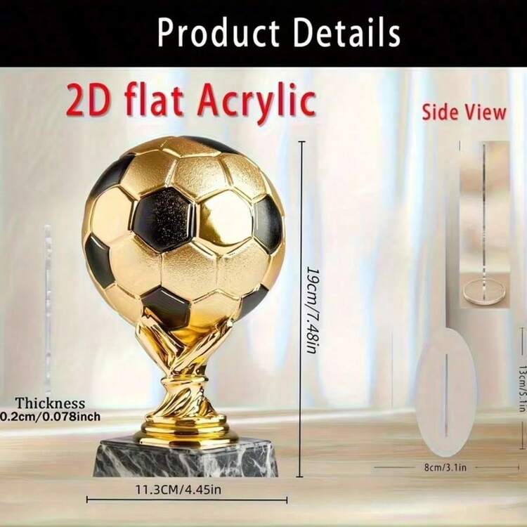 2D Flat Football Trophy Decor, Suitable For All Seasons, Exquisite Details, Great For Home, Desk Or Office Decoration - Multicolor - View 4