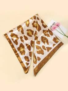 1pc 90cm Printed Scarf/Bandana, Women's Fashion Accessory Suitable For Beach, Vacation And Daily Life, Adding Highlights To Your Outfit - Brown - View 2