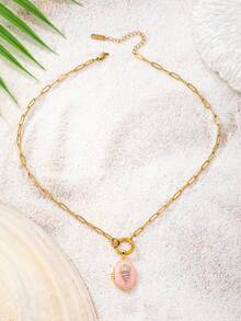 1 Mặt dây chuyền hình bầu dục chủ đề đại dương, mạ vàng 18K và tráng men - Dây chuyền thép không gỉ với mặt dây chuyền hình oval dành cho nữ - Món quà trang sức hoàn hảo dành cho phái đẹp. - Nhiều màu - Xem 4