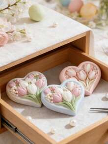 3D心形郁金香花卉硅胶模具，多用途模具，适用于蜡烛、肥皂、石膏和树脂工艺品，适合家居装饰、婚礼和节日DIY礼物、情人节和母亲节礼物 - A - 查看 4