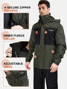 RODEEL Men's Fishing Windproof Waterproof Breathable Quick-Dry Jumpsuit Raincoat With Multi-Pockets, Adjustable Cuffs, Ideal For Outdoor Enthusiasts - Green - View 3