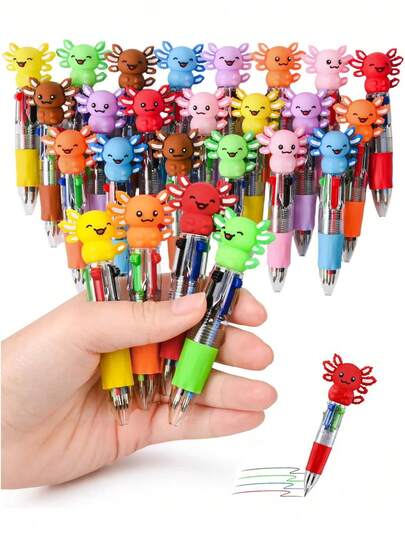 4-In-1 Multi-Color Cute Mini Ball Pen Set, Birthday Party Gift, DIY Small Gift, Colorful Pens, Kawaii Pen (Lizard)
