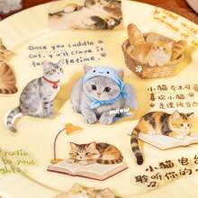 30张/包贴纸，猫咪日记系列，可爱猫咪主题宠物贴纸，剪贴簿用品和笔记本配件，可用于装饰卡片、相框、电脑、手机壳、水杯、旧杂志、铅笔盒、行李箱、桌面装饰贴纸、返校季贴纸、学校用品文具趣味贴纸 Kindle - 貼紙包 - 查看 5