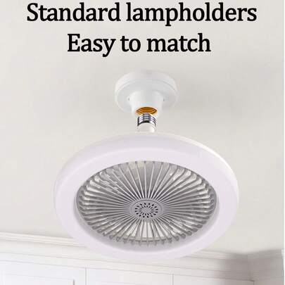 1pc White Small Ceiling Fan With Light And Remote Control, E27 Detachable Quiet Fan, 3000K-6000K Color Temperature, 3 Wind Speeds, Dimmable, Timer, Size D42cm/D52cm, White (Lamp Holder Not Included)