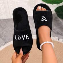 Love Heart Casual Knit Fabric Comfortable Warm Home Wear, Spring/Summer - Black - View 11