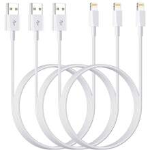 1-3条装 3.3英尺/100厘米 快速充电高速数据传输线 USB 转 Lightning，兼容 14 Pro Max/14 Pro/14 Plus/14/13/12/11/Xs/Xr/8/7/6/ - 白色 - 查看 1