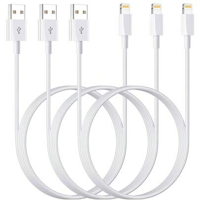 1-3条装 3.3英尺/100厘米 快速充电高速数据传输线 USB 转 Lightning，兼容 14 Pro Max/14 Pro/14 Plus/14/13/12/11/Xs/Xr/8/7/6/