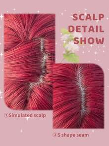 18-Inch Long Synthetic Wig Featuring A Natural Straight Style A Stunning Red. It Is Crafted From Heat-Resistant Fiber To Ensure Durability. This False Hairpiece Is Perfect For Daily Use, Offering A Natural And Realistic Appearance That Mimics. - Red - View 5