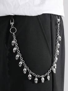 1件欧美嘻哈风格男女通用腰链，朋克骷髅牛仔裤链，时尚配饰 - 銀色 - 查看 6