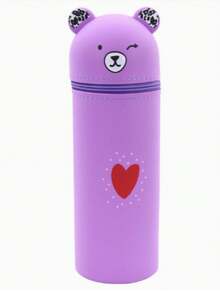 Panda Bear Creative Stationery Pouch Student Supplies Pen Holder Festival Gift Cosmetic Organizer Silicone Portable Pencil Case - Bear Pencil Case - View 10